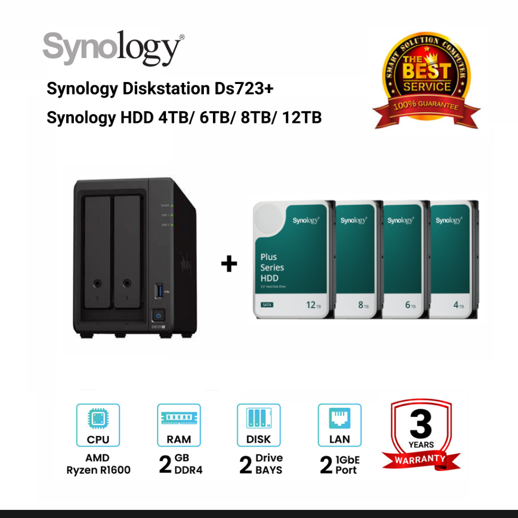 [NEW] Synology DiskStation DS723+ 2-Bay NAS + Synology HDD 4TB/6TB/8TB/12TB