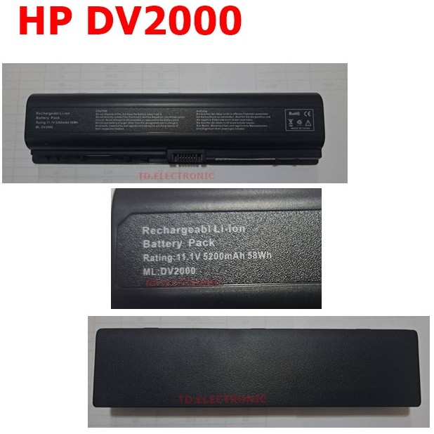 BATTERY : HP DV2000 เทียบเท่า OEM ใช้ได้กับรุ่น Pavilion DV2000, DV6000, DV2800T, DV6700/CT, C700,V3