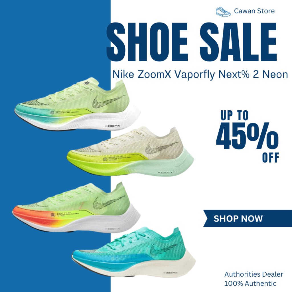 [ของแท้100%] Nike ZoomX Vaporfly Next% 2 Neon รองเท้า