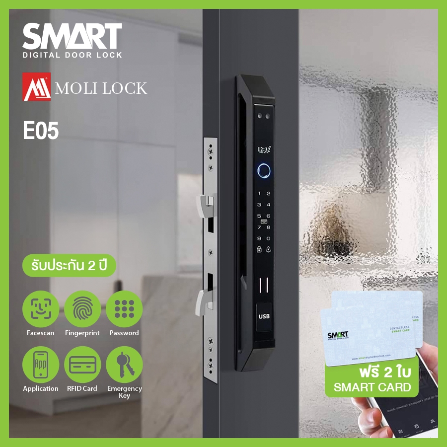 Smart Digital Lock  Molilock รุ่น E05 สแกนใบหน้า