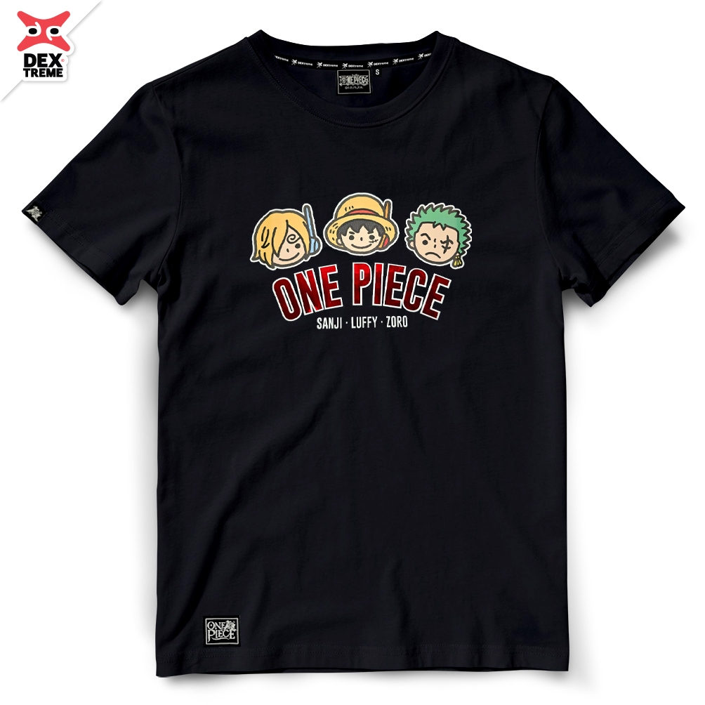 Dextreme เสื้อยืดวันพีซ (DOP-2221) Onepiece ลาย Sanji,Luffy,Zoro สีดำและสีกรม