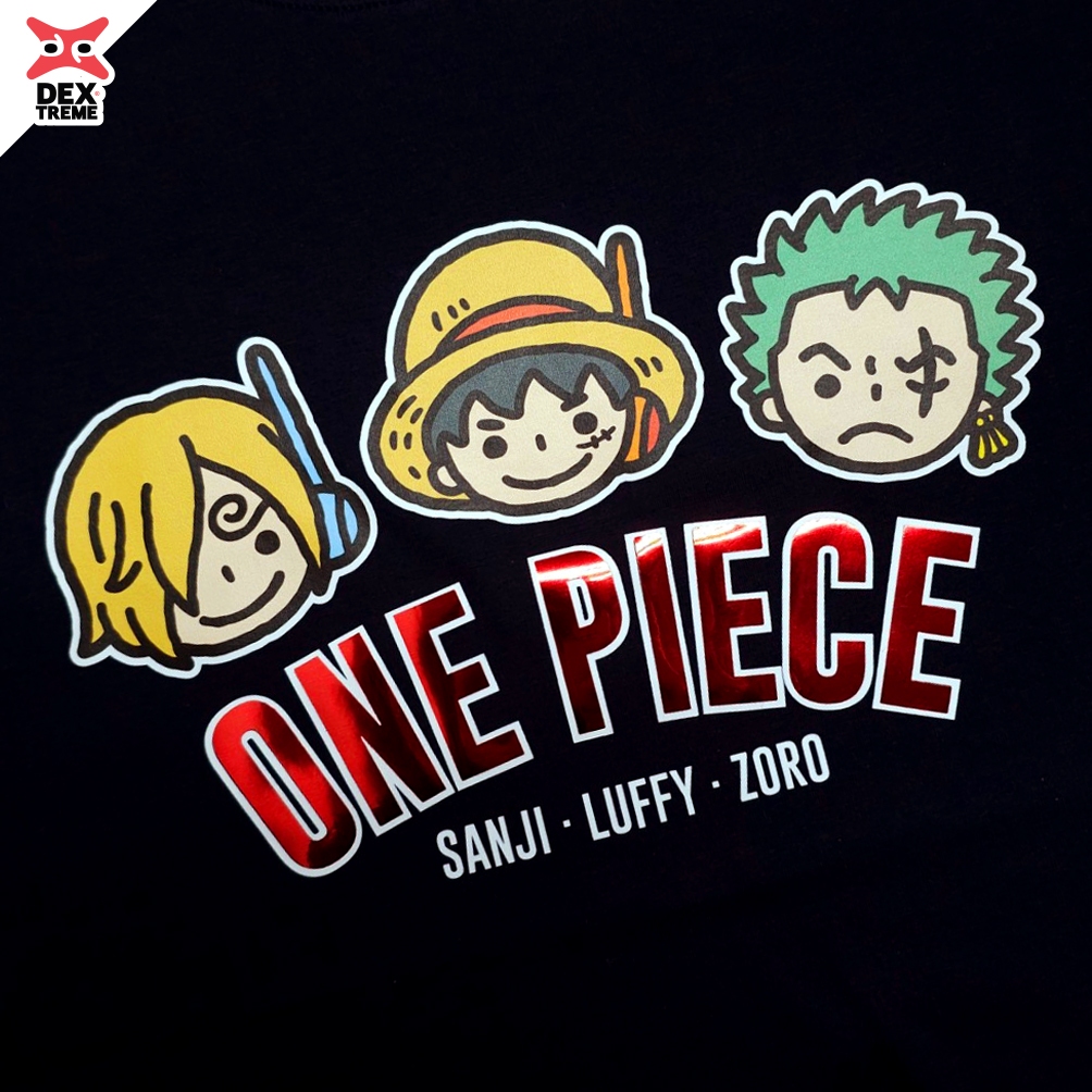 Dextreme เสื้อยืดวันพีซ (DOP-2221) Onepiece ลาย Sanji,Luffy,Zoro สีดำและสีกรม - รูปที่ 2