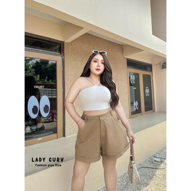 #กางเกงขาสั้นเอวสูงปลายขาเบิ้ลผ้ายียส์คัตตอล#กางเกงสาวอวบอ้วน#สาวพลัสไซส์ - รูปที่ 5