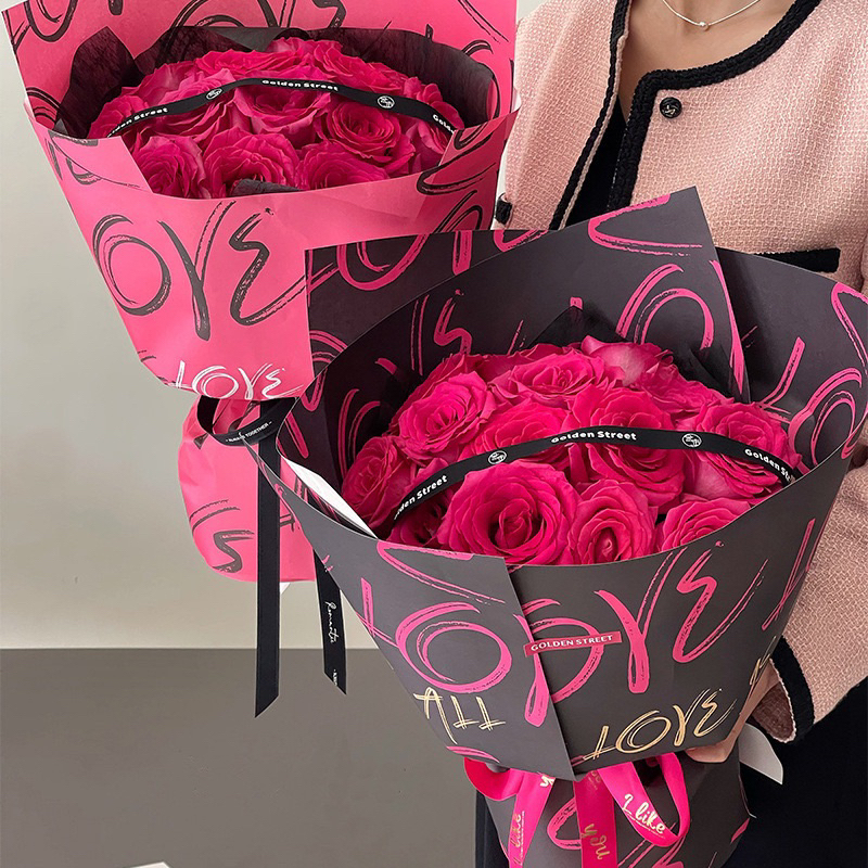 กระดาษห่อของขวัญ ดอกไม้ Valentine 57*57cm