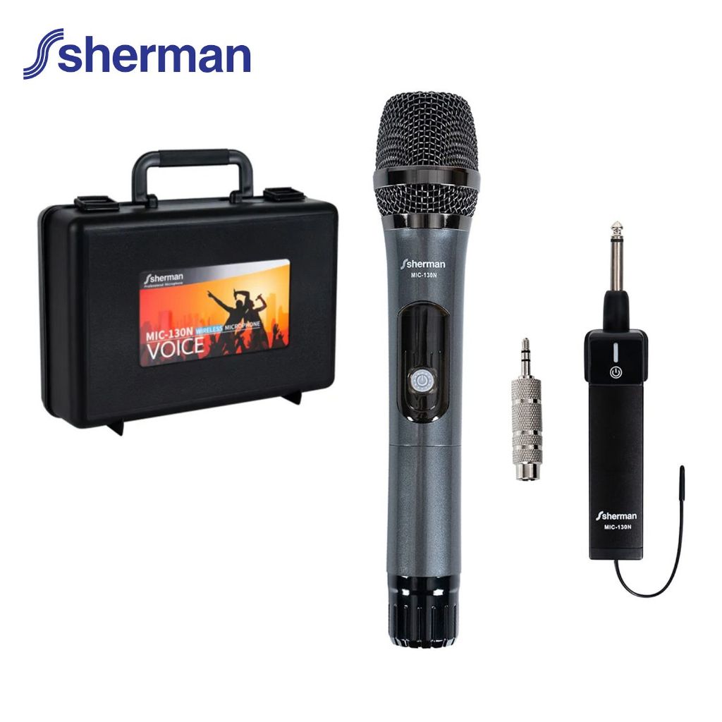 ไมโครโฟนไร้สาย ไมค์เดี่ยว  ตัวไมโครโฟนหน้าจอ LED สีฟ้า Sherman  รุ่น MIC-130N