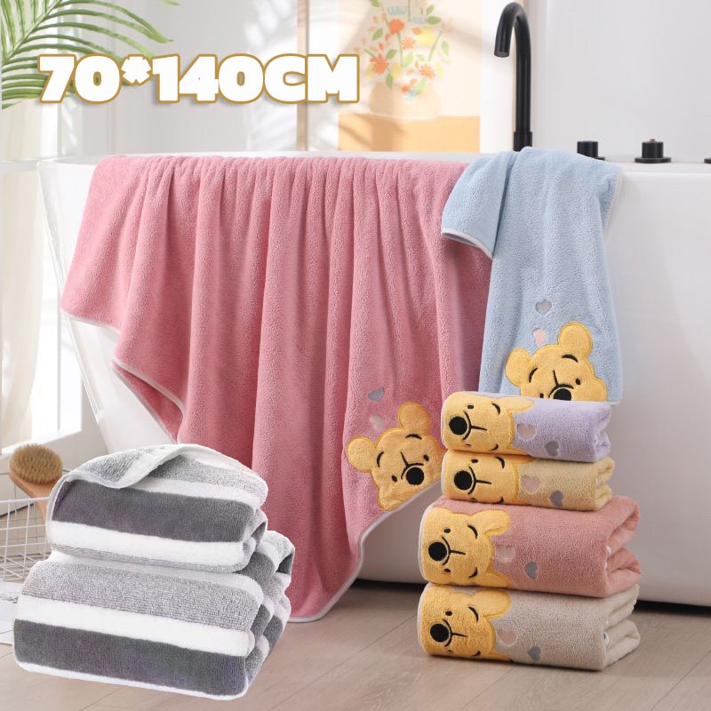 ✅พร้อมส่ง✅ผ้าขนหนู ปักลายการ์ตูน น่ารักมาก ขนนุ่มและดูดซับได้ดี 70x140 CM เหมาะสําหรับเด็ก