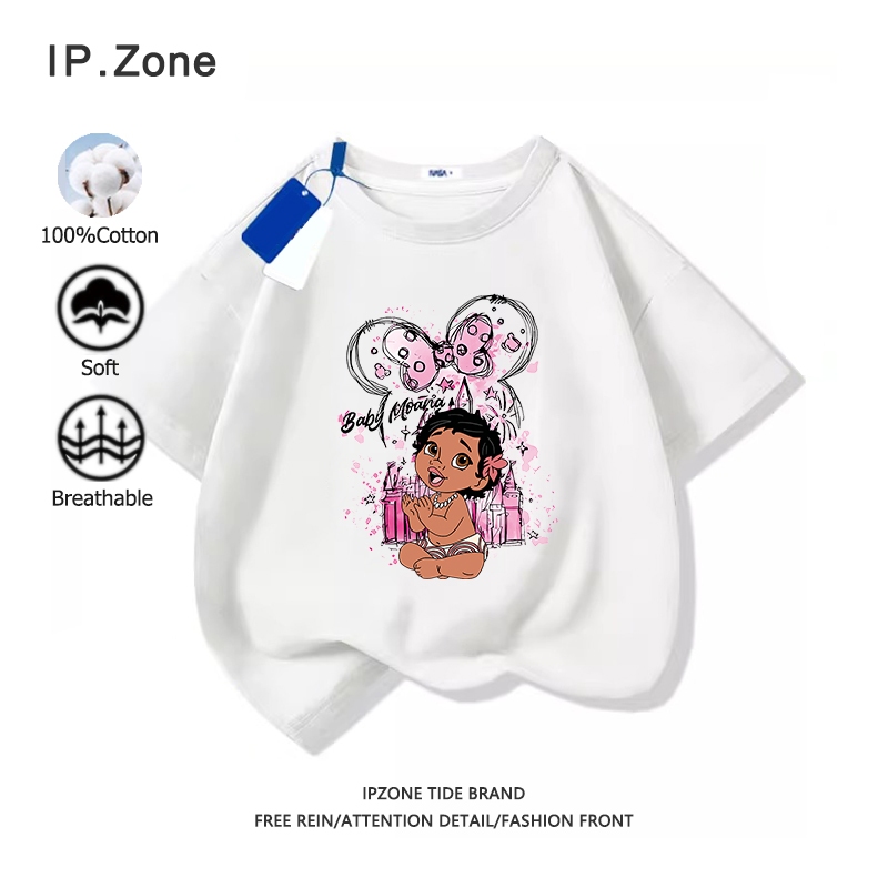 เสื้อเด็ก BabyMoana ลายพิมพ์การ์ตูนน่ารัก 2025สินค้าใหม่! ผ้าฝ้ายแท้ เสื้อยืดเด็กผู้หญิง มี 6 สี(จัดส่งตลอด 24 ชั่วโมง)