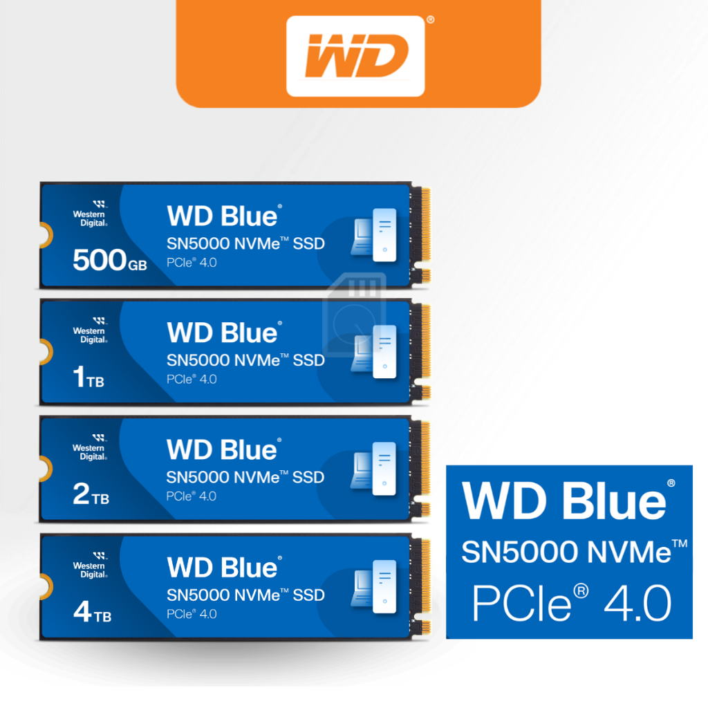 WD Blue SN5000 SSD  2TB ,1TB M.2 2280 NVMe Gen4 Speed Up to 5,150MB/s ,5Y  WDS100T4B0E , WDS200T4B0E