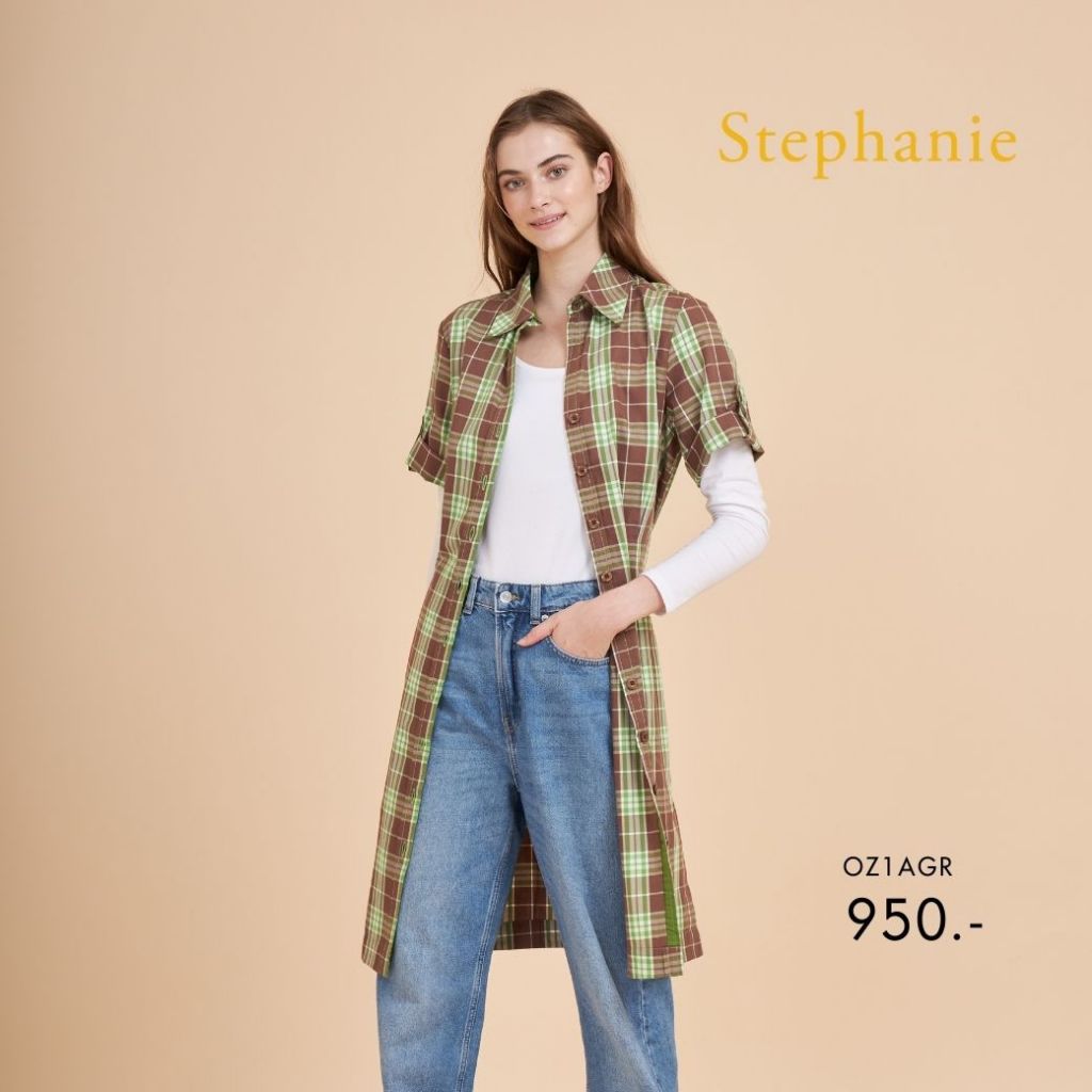 Stephanie DressA-Line ชุดเดรสเชิ๊ต DressA-Line ทรงเอสีเขียว OZ1AGR