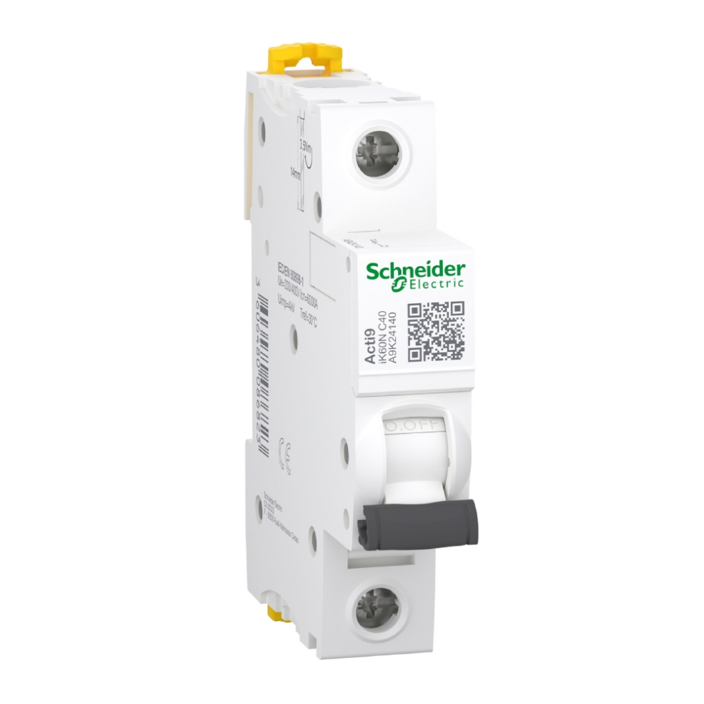Schneider เซอร์กิตเบรกเกอร์ MCB 1Pole 40A 6kA C-Curve - รุ่น Acti9 iK60N A9K24140 - Circuit Breaker