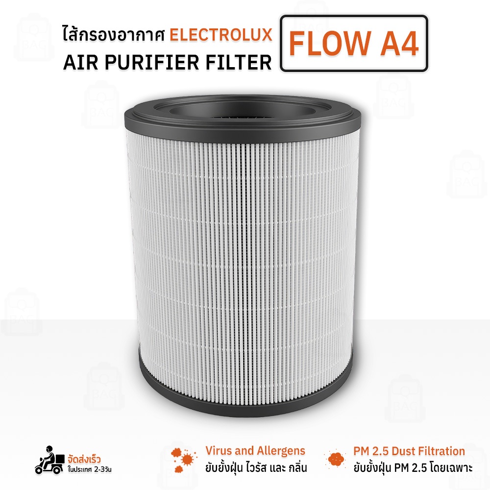 Qbag - ไส้กรอง เครื่องฟอก อากาศ Electrolux Flow A4 รุ่น FA41-400WT FA41-402GY FA41-403BL EP53-46UGA 