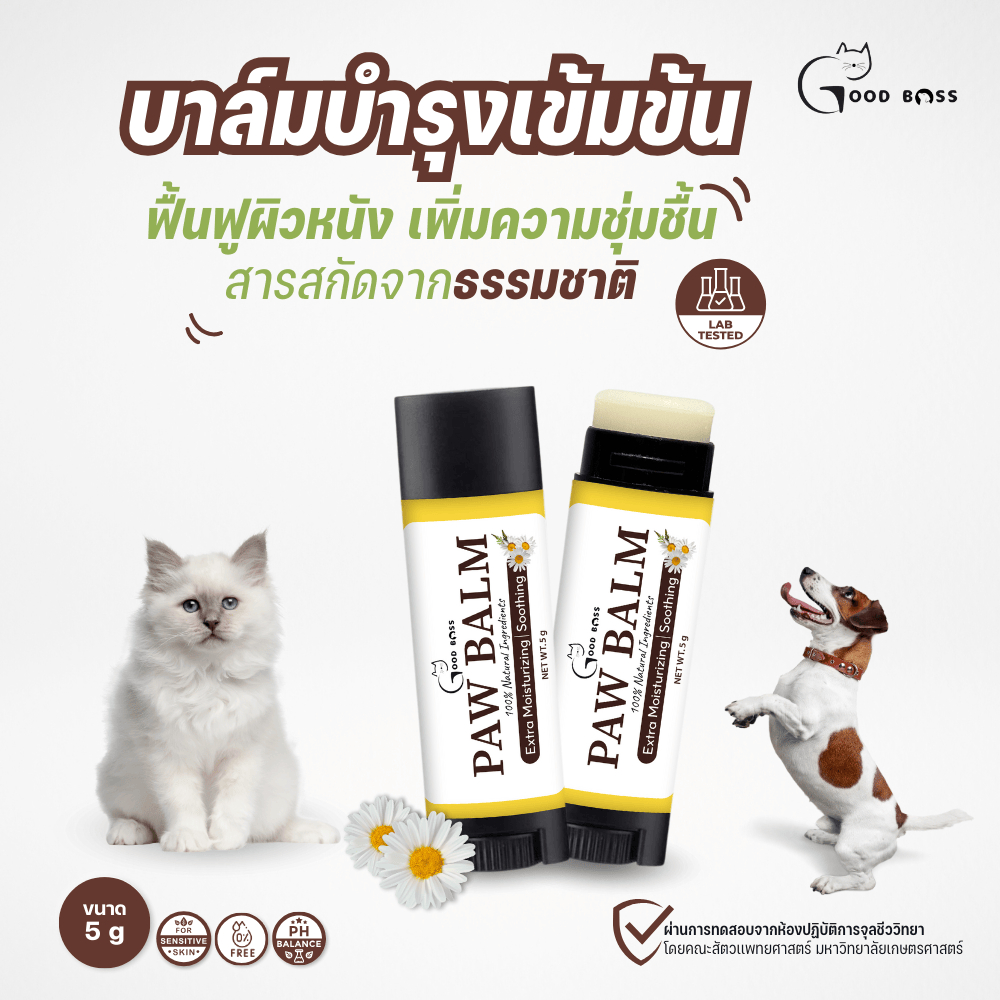 Goodboss Paw Balm บาล์มเเท่ง สูตรบำรุงเข้มข้น สำหรับสัตว์เลี้ยง บำรุงอุ้งเท้า ข้อศอก ผิวเเห้ง 5 กรัม