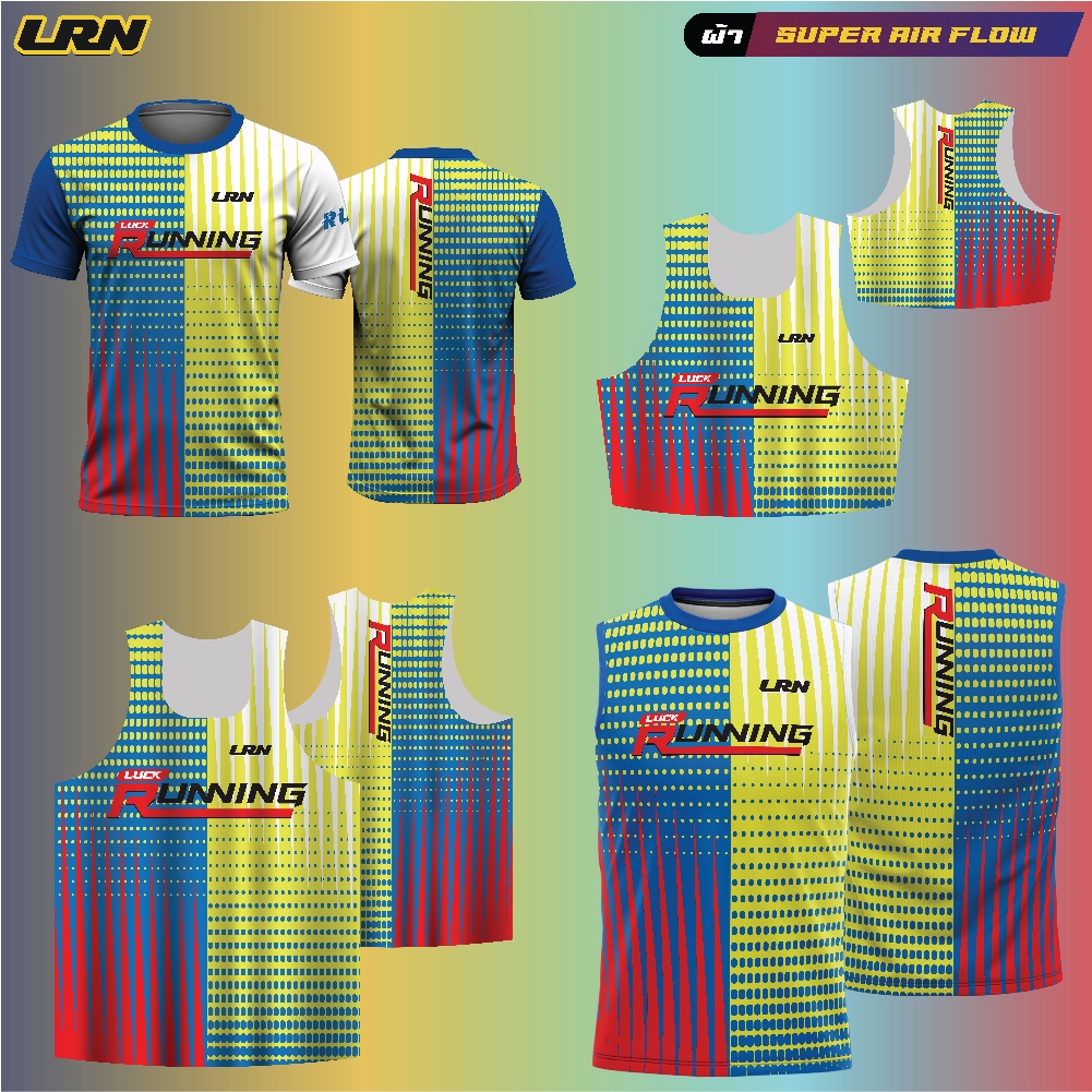 เสื้อวิ่งพิมพ์ลาย LRN เสื้อวิ่ง เสื้อกล้าม เนื้อผ้า Super Air Flow สำหรับวิ่งมาราธอน (SF02)