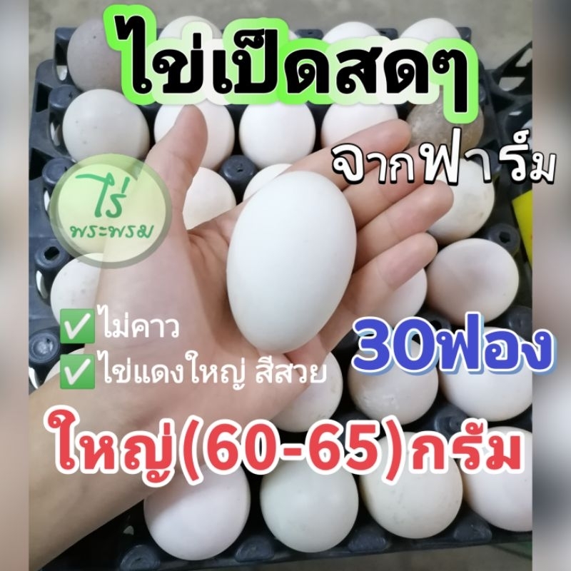 ไข่เป็ดสดไซส์ใหญ่​ 60-65กรัม​ ไข่เป็ดจากฟาร์ม​ 30ฟอง