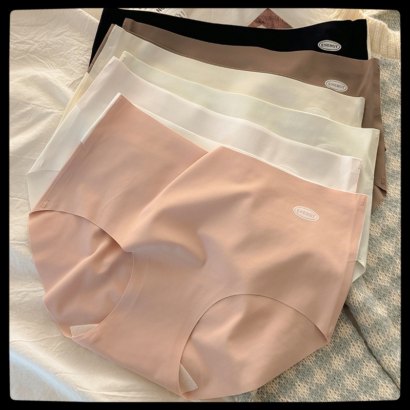 FallSweet Panties ผู้หญิงผ้าไหมน้ําแข็งกางเกงไม่มีรอยต่อต้านเชื้อแบคทีเรียกลางเอวชุดชั้นในนุ่มระบายอากาศกีฬากางเกงโยคะ