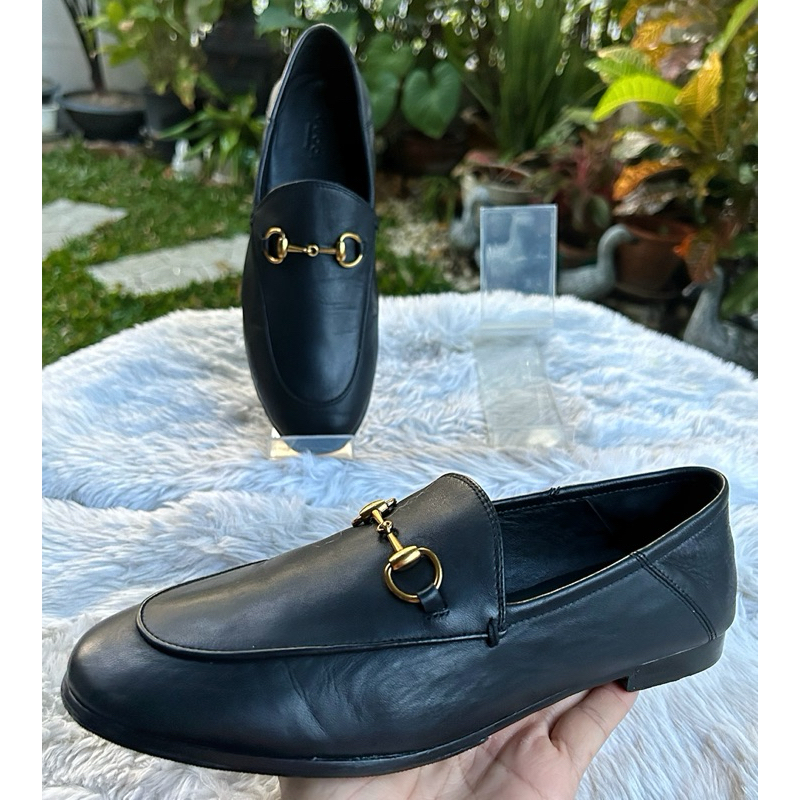 GG Black Leather Loafers Sz.39 มือสองแบรนด์แท้