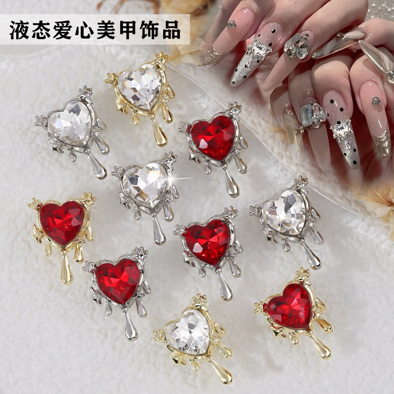 [ 10 ชิ้น] จิวเพชรติดเล็บ จิวเวอรี่ เพชรหัวใจแต่งเล็บ ใหญ่ๆ