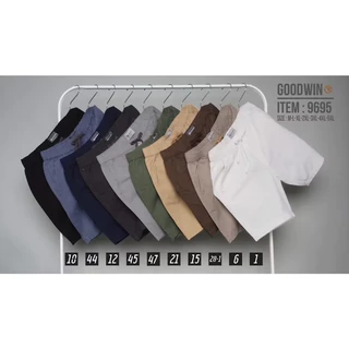 ⚡Goodwin ⚡9695 กางเกงขาสั้น ผู้ชาย เอวยืด ผ้าคอตต้อน สีพื้น ยาว 18-21 นิ้ว ไซส์ 30-40 Goodwin Brand
