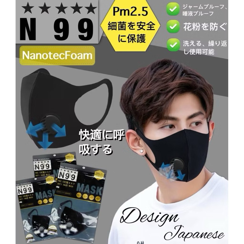 MASK Nanotecfoam Valve N 99 หน้ากากกันฝุ่นกันเชื้อโรค นาโนเท็คโฟม มีวาล์ว แมส PM 2.5 หน้ากากอนามัย