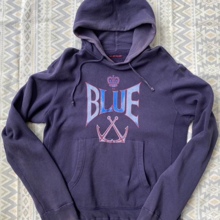 สเวตเตอร์ Blue Blue hoodie sweater 🇯🇵 Size L-ของมือสอง