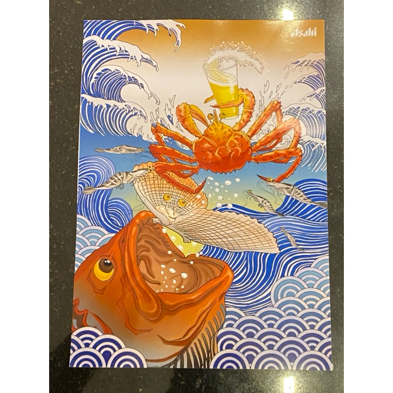โปสเตอร์เบียร์ Asahi ญี่ปุ่นแท้ 29x20cm.
