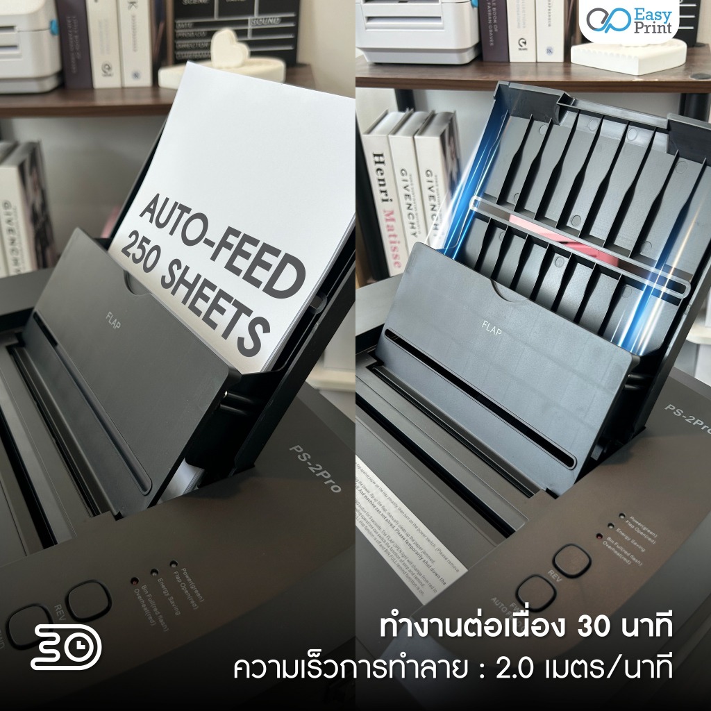 EasyPrint เครื่องทำลายเอกสาร Paper Shredder Auto Feed 150/250แผ่น รุ่น PS-1Pro/PS-2Pro ประกัน 1 ปี