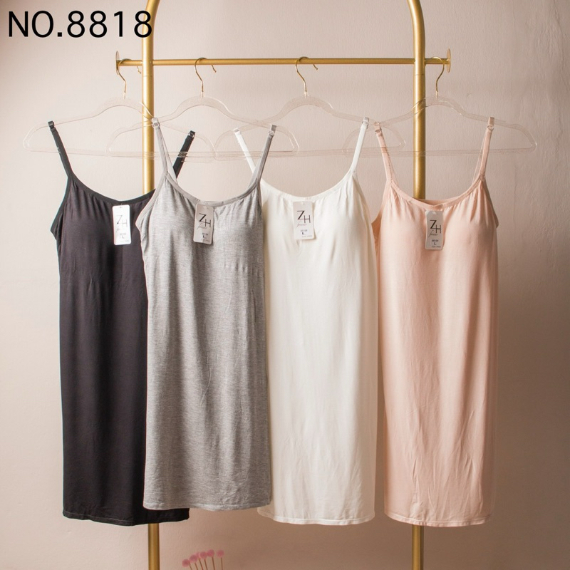 ZH.เดรส8818 ชุดซับในผู้หญิงกันโป๊  เดรสยาวฟองน้ำในตัว