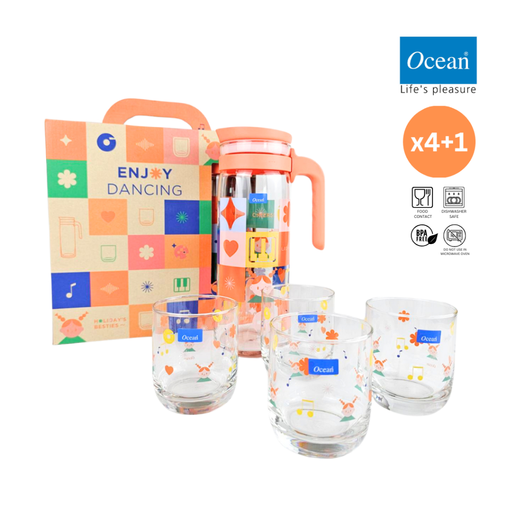 Ocean - เซ็ตเหยือกและแก้วน้ำ Home Party ( x4ใบ+1เหยือก) สุดคุ้ม