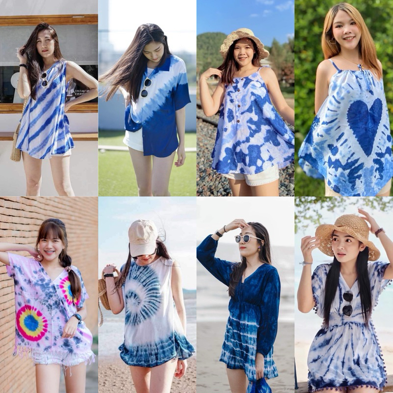 มินิเดรสมัดย้อม มัดย้อม แขนยาว เสื้อมัดย้อม
