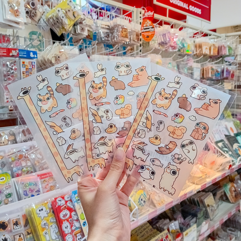 มีลายใหม่ด้วยนะ! Sticker A6 สติกเกอร์สัตว์ต่าง ๆ ตาแป๋ว น่ารักมาก [EDA]