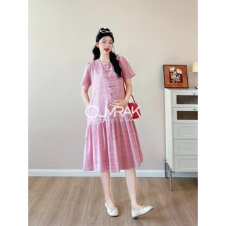BB1179 ( ให้นม + สายผูก + กระเป๋าข้าง ) ชุดคลุมท้อง ชุดให้นม สวยเกินต้าน ผ้าคอตตอนลายริ้ว แบรนด์อุ้มรัก