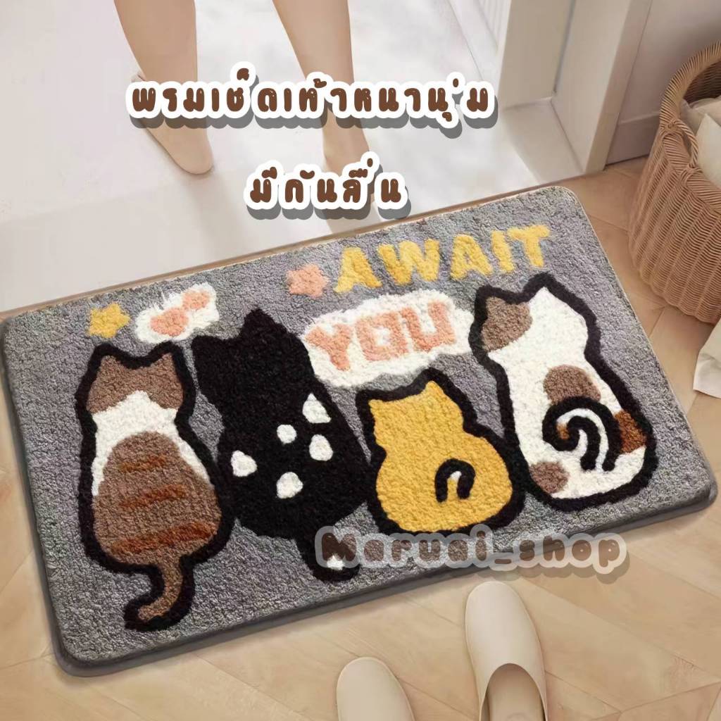 🎀พร้อมส่ง🎀 มี 5 ลาย พรมเช็ดเท้า พรม ลายมินิมอล พรมเนื้อนุ่ม พรมซับน้ำได้ดี แห้งไว พรมเช็ดเท้า