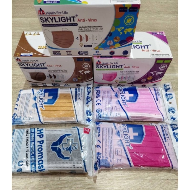 Skylight ดำ (ดำ 2 ด้าน) หน้ากากอนามัย 4 ชั้น เกรดโรงพยาบาล ป้องกันฝุ่น PM 2.5 หน้ากากอนามัยทางการแพท