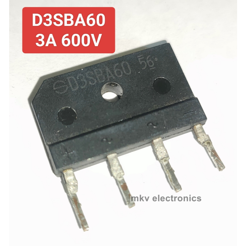 (มือสอง) D3SBA60 , 3A 600V บริดส์ไดโอด Bridge Diode ระยะขา6มิลลิเมตร  (รหัสสินค้า M03459)
