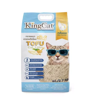 KingCat ทรายแมวเต้าหู้ เกรดพรีเมียมใช้กับห้องน้ำอัตโนมัติได้ ปราศจากฝุ่น ขนาด 6 ลิตร