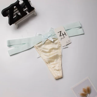 ZH.314กางเกงชั้นในจีสตริงหลังโบว์ผ้าซาติน บิกินี่เซ็กซี่ G-String