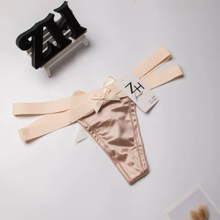 ZH.314กางเกงชั้นในจีสตริงหลังโบว์ผ้าซาติน บิกินี่เซ็กซี่ G-String