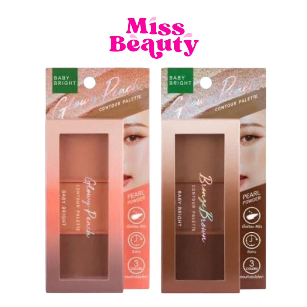Baby Bright Glowy Peach Contour Palette เบบี้ไบร์ท โกลว์วี่ พีช คอนทัวร์ พาเลท 4 กรัม x 3 สี