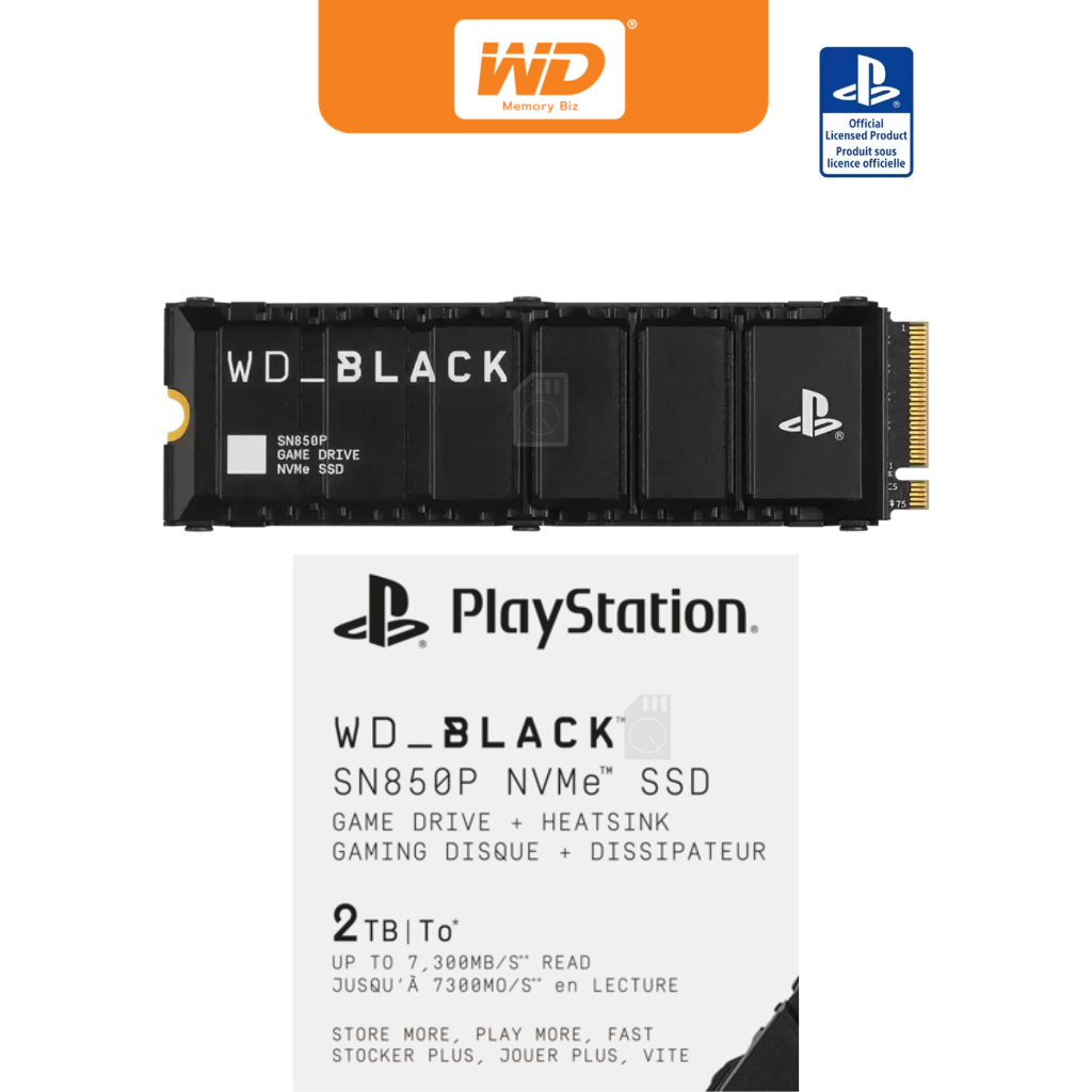 WD SSD Black SN850P 2TB M.2 2280NVMe Pcle 4x4 R 7300 : W 6600 *Heatsink* (WDBBYV0020BNC-WRSN) 5Y
