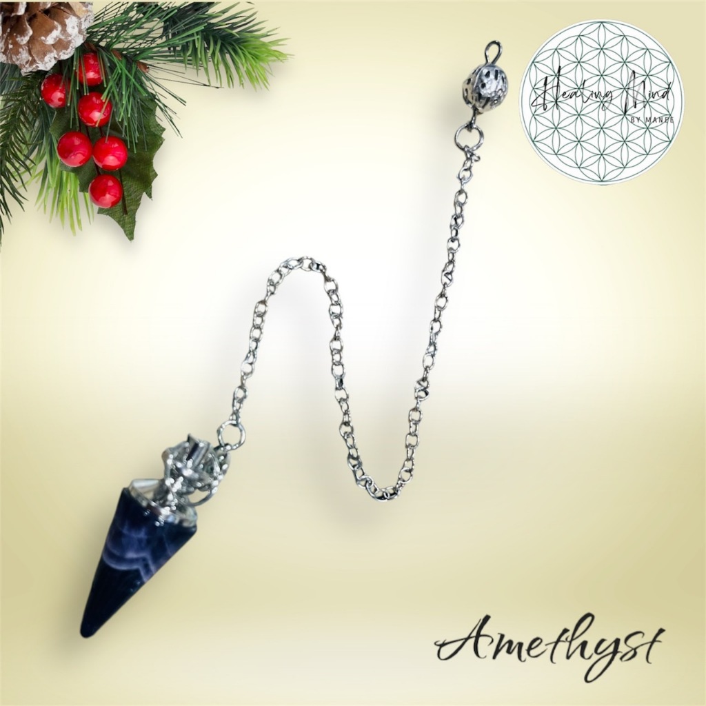 Pendulum คริสตัล Amethyst หินธรรมชาติ ลูกตุ้มสำหรับการทำนาย สะกดจิต