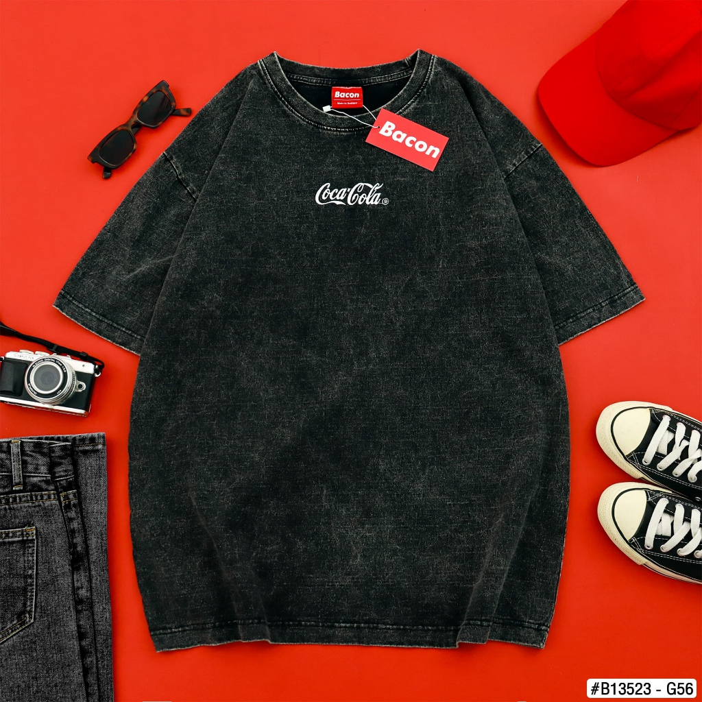 (ส่งจากไทย🇹🇭) เสื้อฟอกวินเทจลายปัก Oversize | COCA-COLA