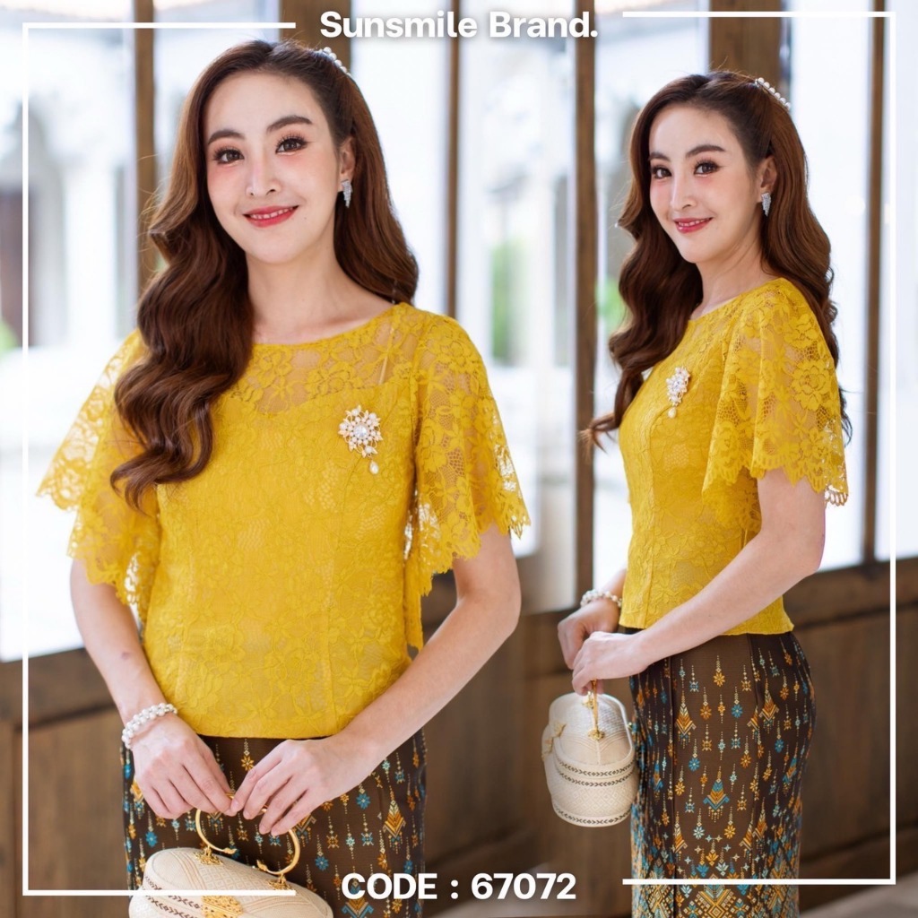 67072 เสื้อลูกไม้ (รุ่นสุนันทา) ทรงแขนระบาย Sunsmile Clothing Women ผู้หญิง