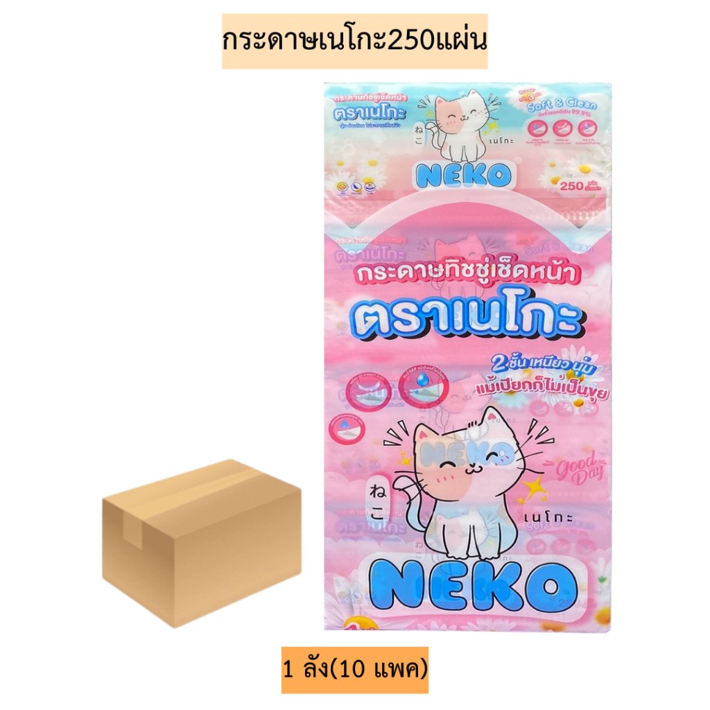 (ยกลัง)กระดาษเนโกะ250แผ่น💛 1ลัง10แพค