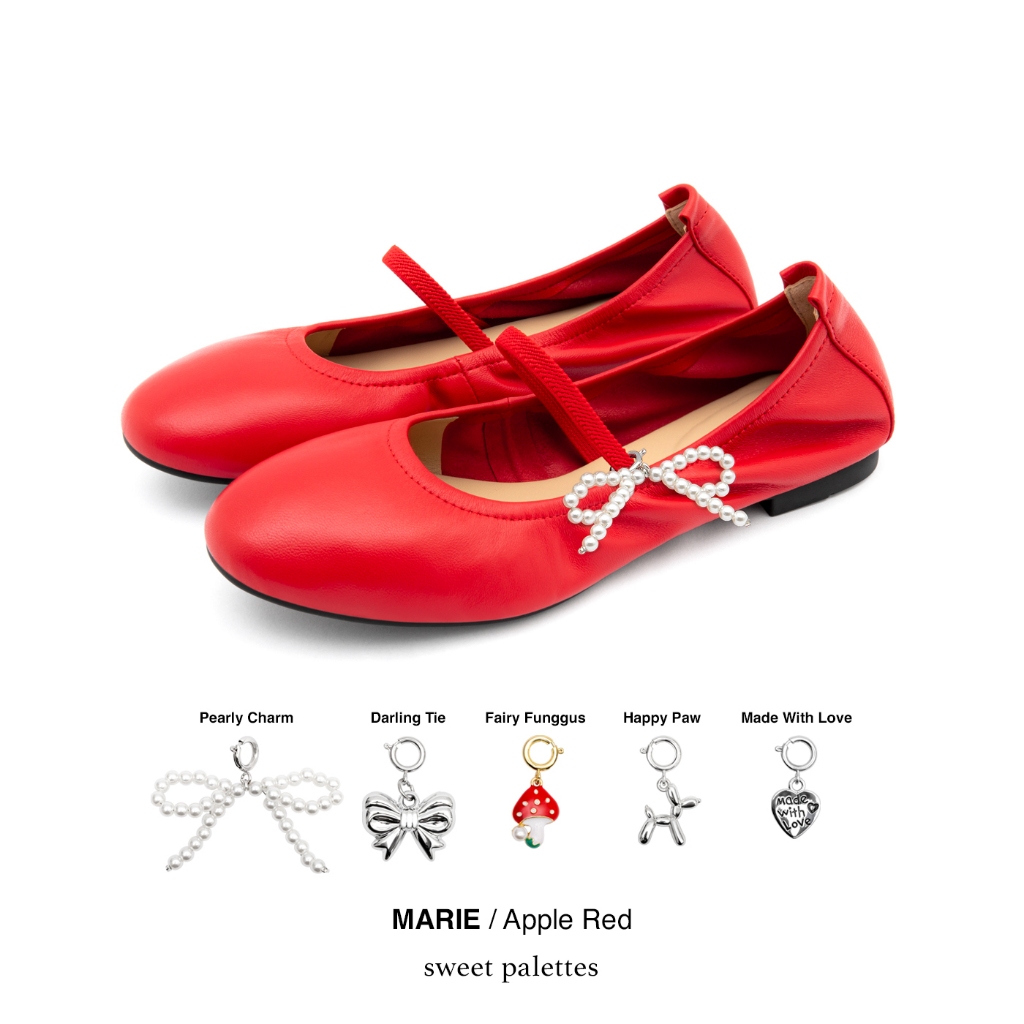 Sweet Palettes รองเท้าหนังแกะ Marie Apple Red