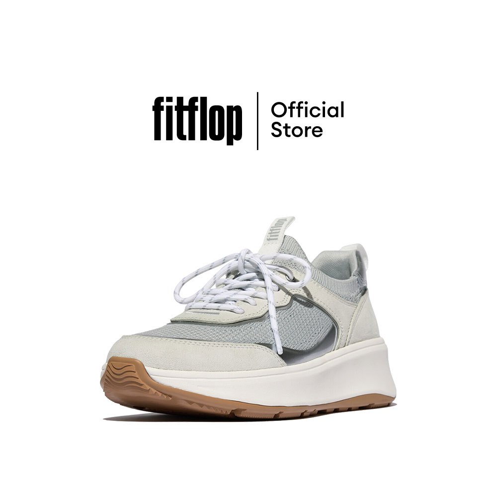 FITFLOP F-MODE SUEDE/KNIT SNEAKERS รองเท้าผ้าใบผู้หญิง รุ่น IV1-C18 สี URBAN WHITE/FRENCH G