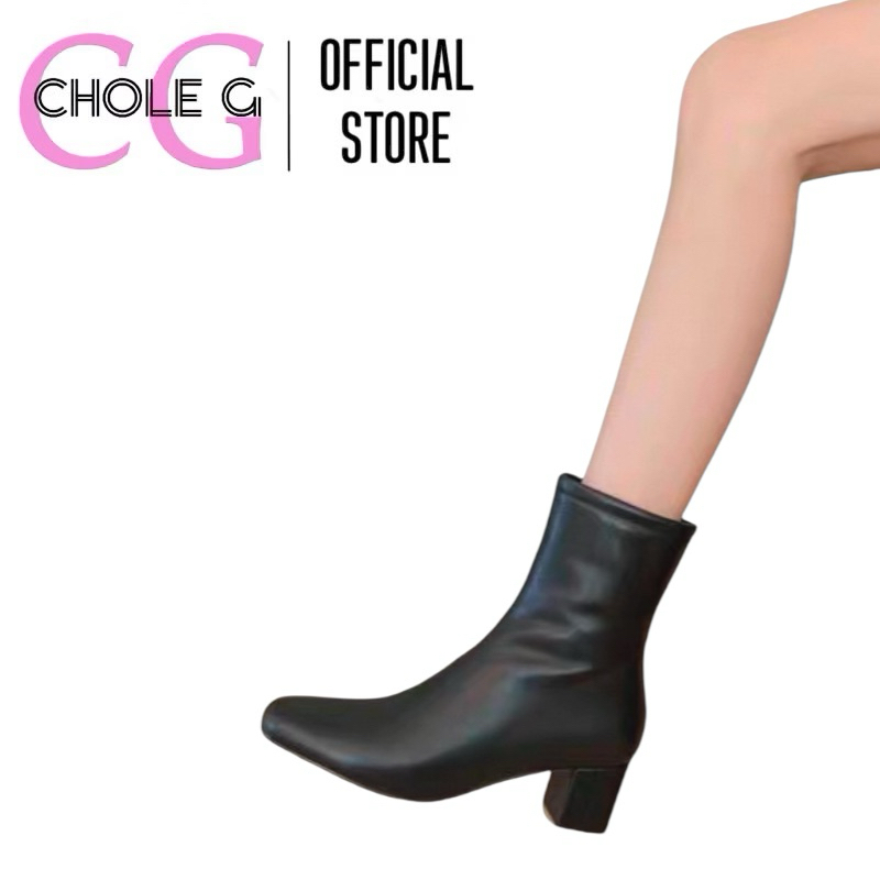 Chole G : Heka Soft Fur Short Boots รองเท้าบูทหนังส้นสูง หนังpremium บุขนหนา  กันหนาว 0องศา ส้นสูง5cm (SH0186)