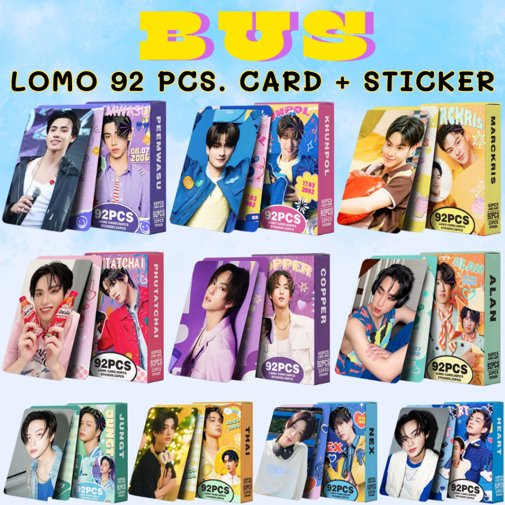 พร้อมส่ง BUS Member Lomo Card 92 pcs. พิมพ์สี 2 ด้าน พร้อม Sticker 32 รูป โลโม่การ์ด 60 ใบ