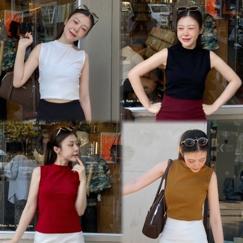𝗖𝗟𝗔𝗦𝗦𝗬 𝗧𝗢𝗣 เสื้อกล้ามแขนกุด คอสูง