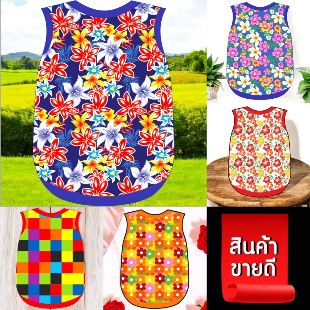 เสื้อแขนกุดน้องหมาน้องแมว ลายดอกสีสันสดใส เนื้อผ้าใส่สบายไม่ร้อน