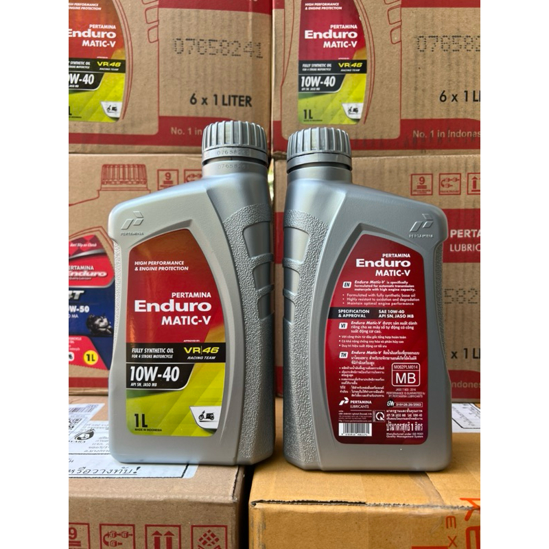 🔥หอม🔥 น้ำมันเครื่อง PERTAMINA Enduro Matic-V 10w-40 JASO MB สังเคราะห์ 100% ขนาด 1 ลิตร